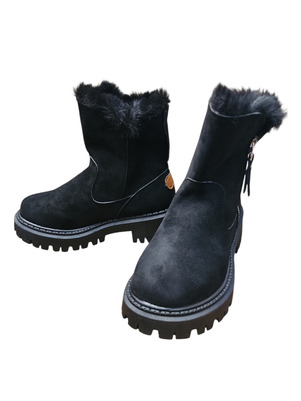 Black Faux Fur Lined Women's Winter Boots